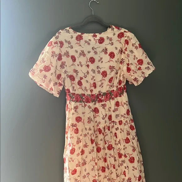 Jessica Simpson Pink Red Ruffled Wrap Midi Dress - Picture 8 of 8